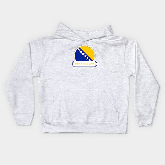 Bosnia and Herzegovina Country Badge - Bosnia and Herzegovina Flag Kids Hoodie by Yesteeyear